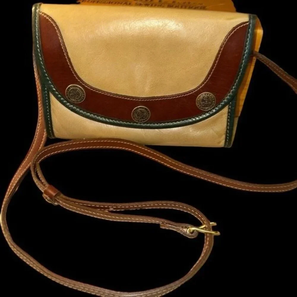 Vintage Brahmin Purse Womens Colorblock Leather 3-button Flap Crossbody Clutch_3